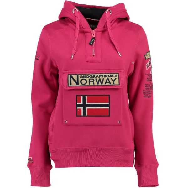 Geographical Norway Flyer Women - Sudadera con cremallera, capucha,  insignias y logotipo Flash Pink